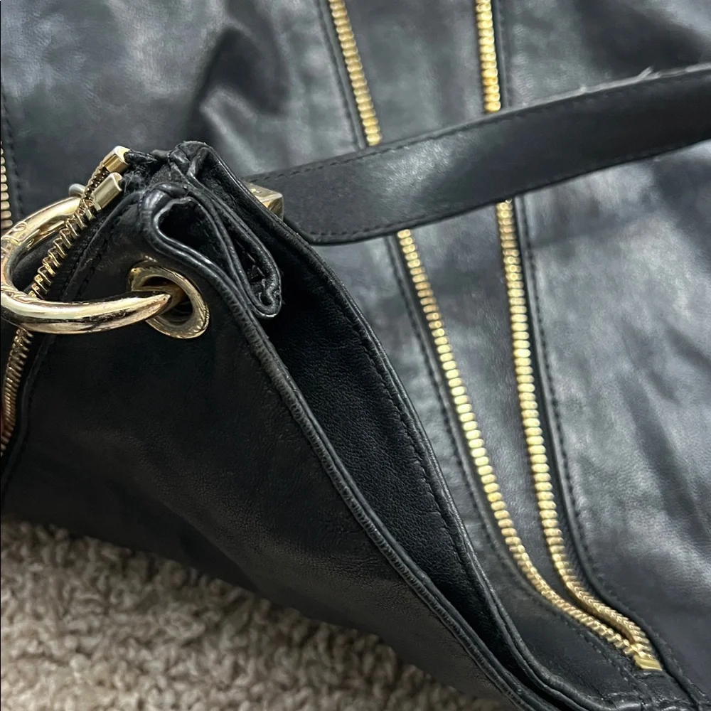 Michael Kors Black Shoulder Bag with Gold Accents